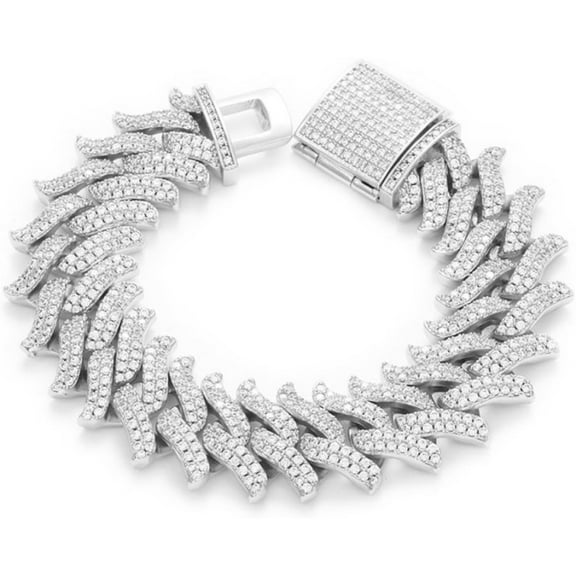 14K Gold Thorn Cuban Chain Moissanite Bracelet, Luxurious Hip-Hop Style, Bling Gift for Him