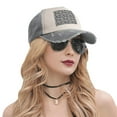 thumbnail image 6 of Grey Camouflage Print Baseball Cap Distressed Adjustable Vintage Cotton Denim Hat for Women Men, 6 of 7