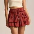 thumbnail image 5 of larppty Shorts for Women Ruffle Skorts Tiered Teen Girls Country Concert Outfits Golf Tennis Skort Under Sweater Skirt（Red， XL）, 5 of 6