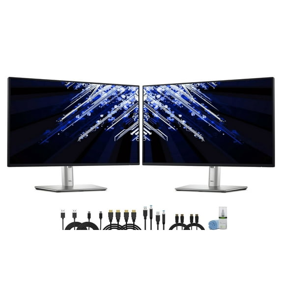 2 x Dell P2425H 24" Full HD, (1920 x 1080) Display, 16:9 IPS, LED, 100Hz Monitor (P2425H) + 2 x USB-C Cable + Cleaning Kit
