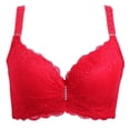thumbnail image 5 of Sujetador de encaje sexy de talla grande, fino, con aro de acero fruncido en los laterales, lencería ajustable, 5 of 5