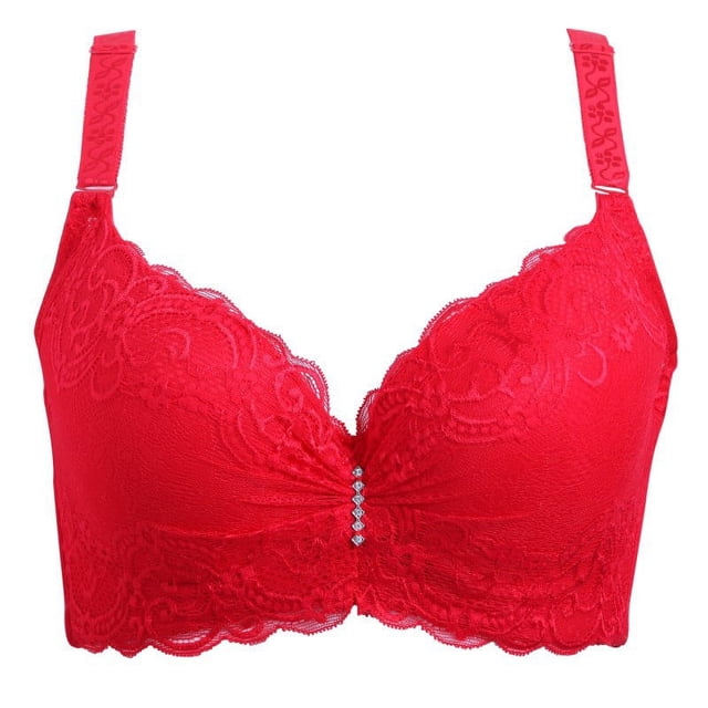 Sujetador de encaje sexy de talla grande fino con aro de acero fruncido en los laterales Lencería ajustable