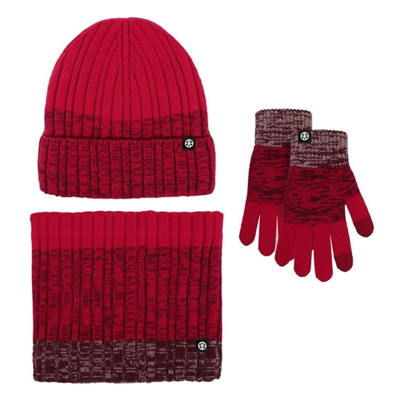 SUSUSU Cold Weather Knit Set, Warmer Scarf Touchscreen Gloves, Unisex Winter Hat