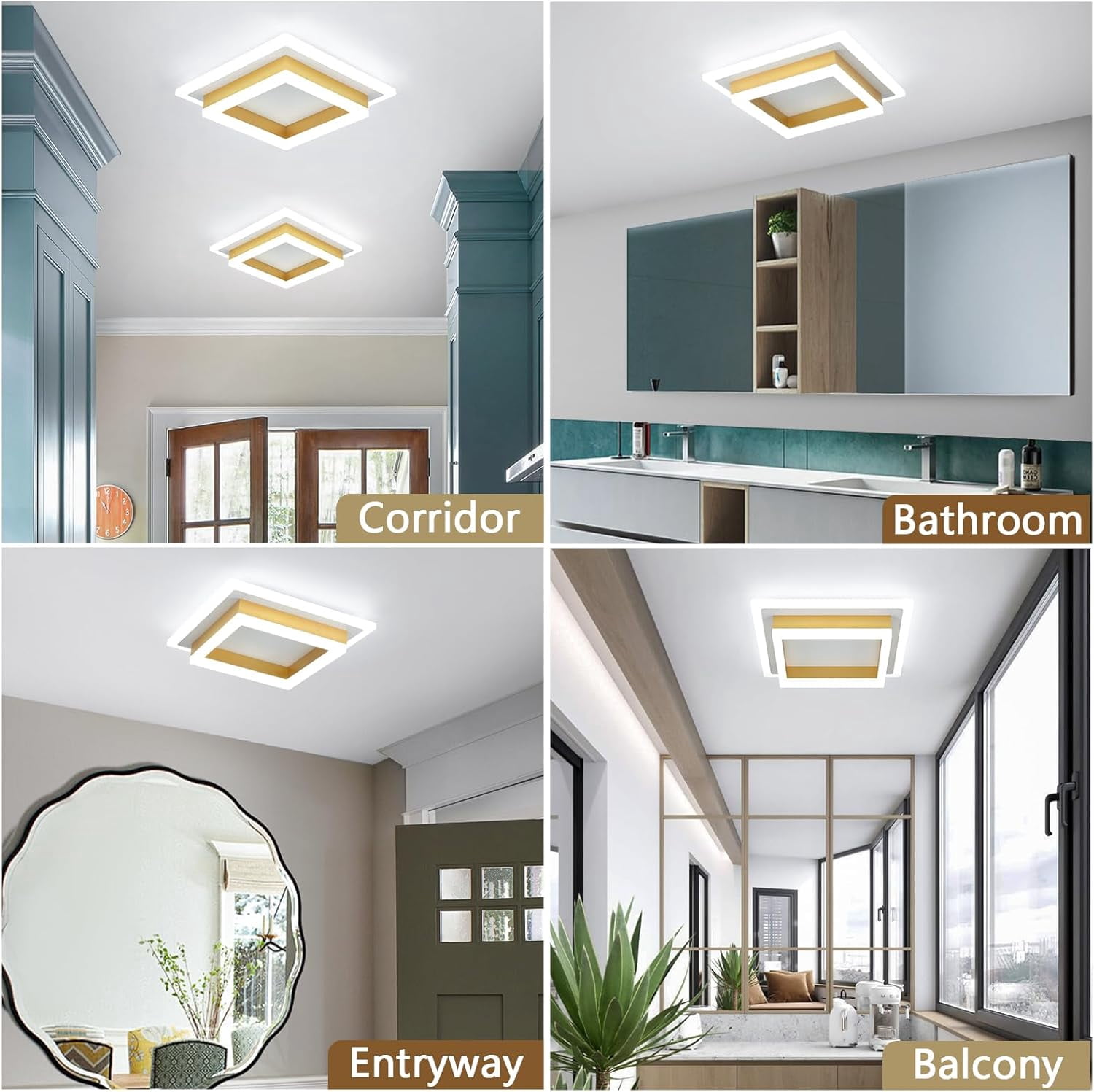 32W Flush Mount Modern LED Ceiling Lights, White Small Hallway Ceiling Light, Cool White 6000K Acrylic LED Ceiling Light Fixtures, Close to Ceiling Lights for Bedroom Dining Room Kitchen Bathroom