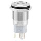 thumbnail image 1 of Interruptor de botón pulsador, 40 piezas 16 mm Interruptor de botón pulsador momentáneo de metal Restablecimiento automático Cabeza plana 12V Luz LED de 5 pines(verde), 1 of 9