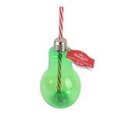 Holiday Time Green Bulb Tumbler, Green Color , Plastic , with Straw, Cups