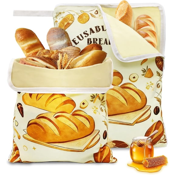 Magicorange 2 Pack Beeswax Bread Bags with Zipper, Reusable Large Capacity Beeswax Bread Bag for Sourdough Homemade Bread, Organic Cotton Bread Storage Bags (20.9 x 15.8 in, 2XL Size)