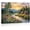 Frame-style, variant on Mountain Landscape Canvas Wall Art Nature Sunrise Scenic Oil Painting Style Log Cabin River Wildflowers Posters Rustic Country Home Decor for Living Room Bedroom