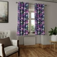 thumbnail image 2 of Ambesonne Floral Grommet Curtain, Cosmos Universe Bloom Starry, 50"x63", Fuchsia Purple Teal, 2 of 5