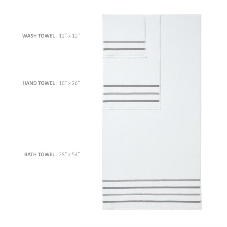 Comfort Spaces Cotton 8 Piece Bath Towel Set Striped Ultra Soft Hotel  Quality Qu