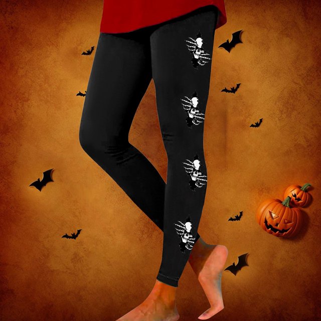 WILLBEST Leggings Con Estampado de Halloween Para Mujer, Pantalones de Yoga de Cintura Alta Para Entrenamiento, Fitness, Running, Comodidad y Elasticidad. Mediana