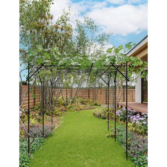 AKDSteel Metal Garden Arch Trellis For Climbing Plants, 59" Wide x 86.6" Tall Outdoor Arbor, Rust-Resistant Pergola Ideal For Backyard Pathways, Weddings, Or Patio Decor