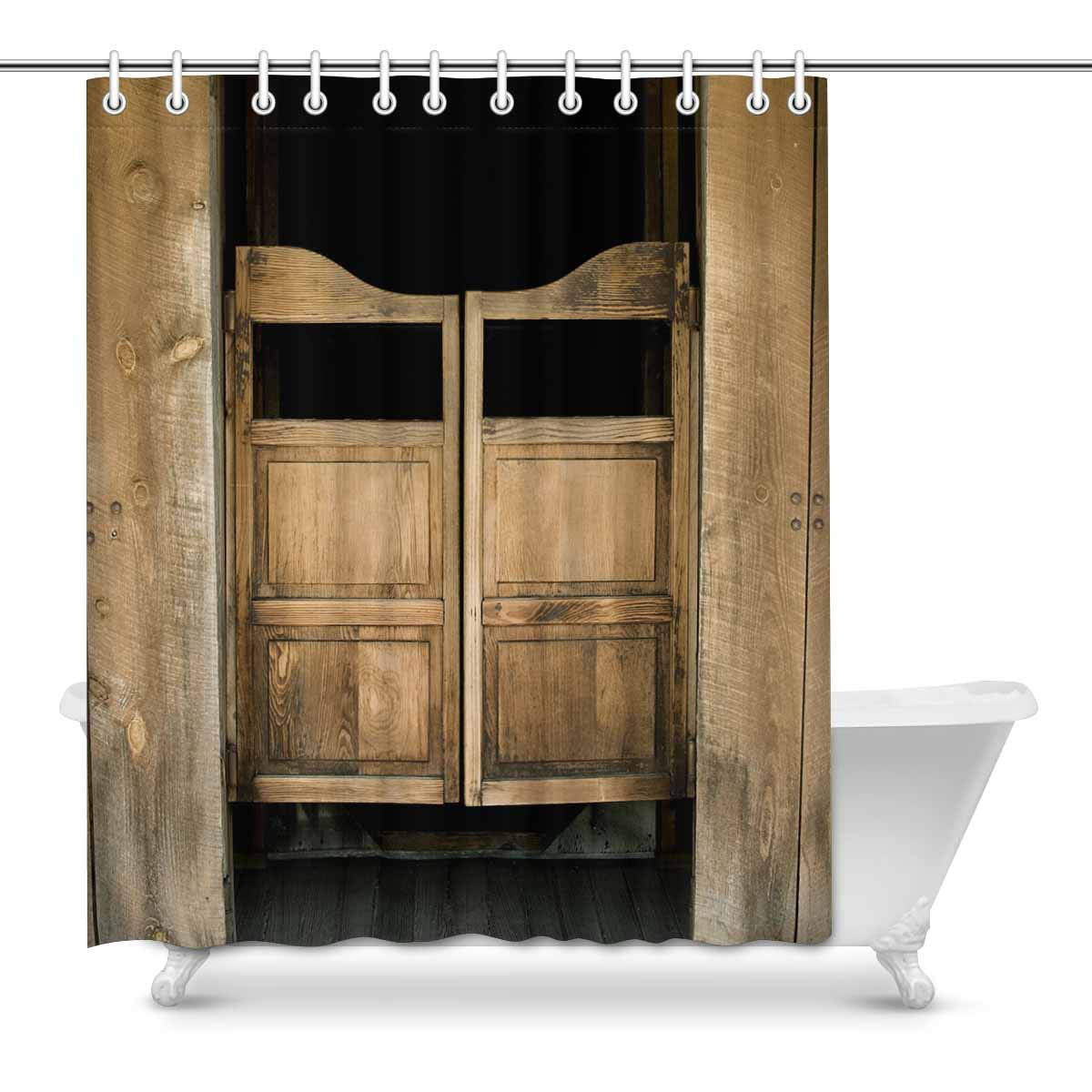 Old Western Swinging Saloon Door Shower Curtain Liner Waterproof Fabric 72/79" 