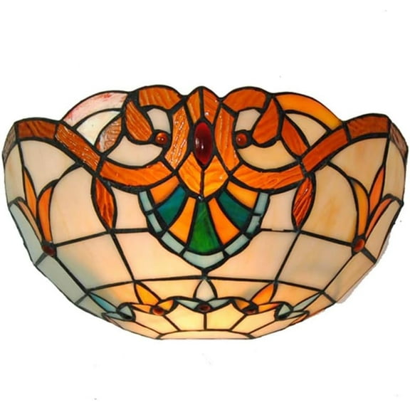 Vintage Artistic Style Wall Sconce,1 Lights,Stained Glass Wall Lamp with 12 inch Shade,Antique Alloy Base Wall Lighting Fixture for Living room Bedroom Hallway Beside Lamp,E27,B