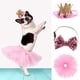 thumbnail image 4 of Disfraz de perro de 3 piezas para fiesta de cumpleaños de mascotas: falda tutú rosa, corona, sombrero de lentejuelas, pajarita con correa ajustable para el cuello para boda, cachorro, cumpleaños, 4 of 5