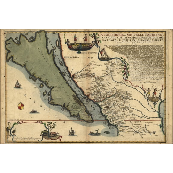 24"x36" Gallery Poster, map of california as an island 1720 p2