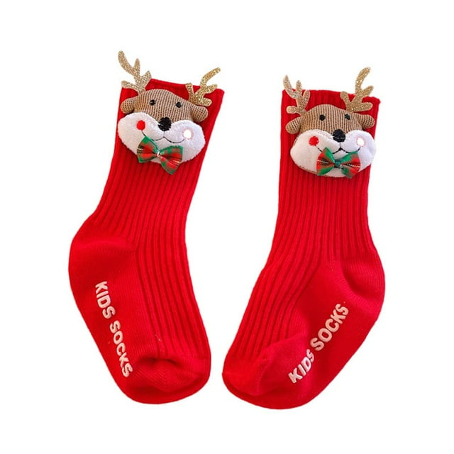 Children‘s Socks Cute Embellished Christmas Knitted Non-slip Socks