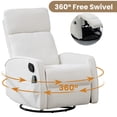 thumbnail image 2 of PAPROOS Swivel Rocker Recliner, Velvet 360°Swivel Rocking Chair with Massage and Heat, Glider Rocking Recliner for Nursery, Small Rocker Chair Manual Recliner for Home Theater Living Room, White, 2 of 8