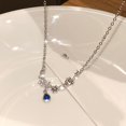 thumbnail image 4 of Blue Zircon Water Drop Necklace Ladies Summer Design Sweet Cool Accessory Temperament High Grade Collarbone Chain Design Stainless Steel Necklace Women Gift, 4 of 8