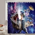 Funny Cat Bathroom Shower Curtain, Funky Cat Alien with UFO Fabric