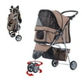 thumbnail image 1 of PawHut Poussette pour Animaux de Luxe à 3 Roues avec Frein, Auvent, Porte-Gobelets (Rouge), 1 of 9