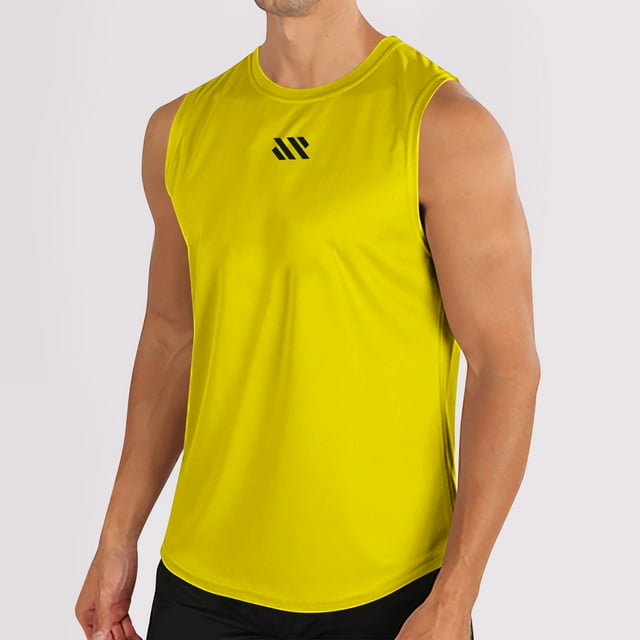Styesk Tank Tops Men Fashionable Men's Round-neck Solid Color Mesh Drying Sleeveless Top