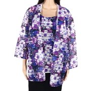 Alex Evenings Women's Twinset Plus 2pc Textured Floral   Purple 1X