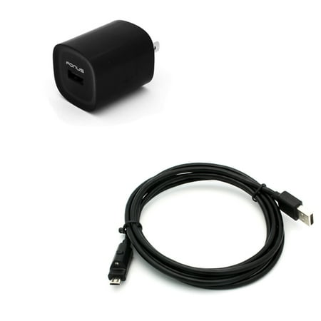 2.4A Home Charger for LG K8X Tribute Monarch Phoenix 5 Fortune 3 Aristo 5 - 6ft Cable Micro USB Wall Power Adapter Cord Rapid AC Plug LED Light E1L