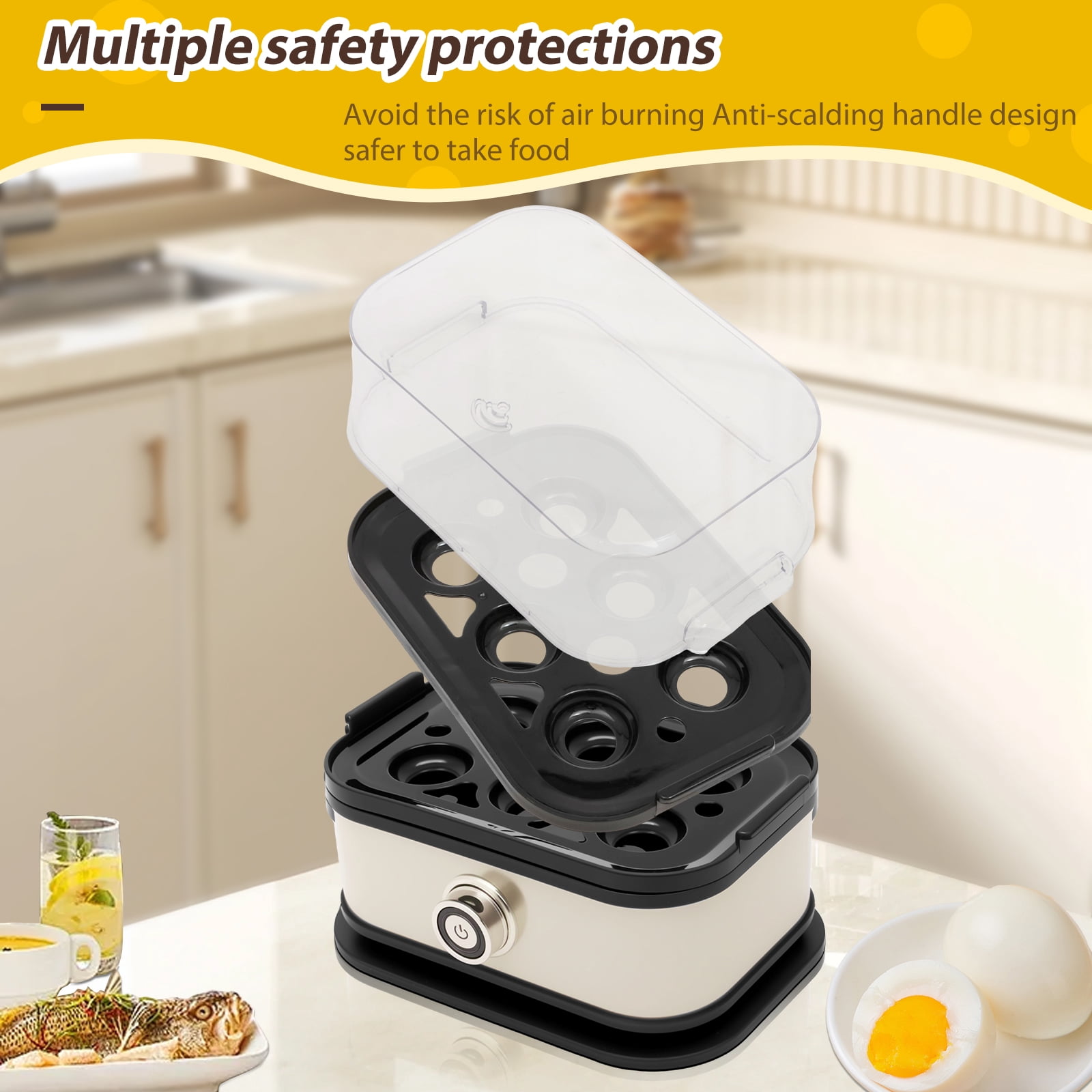 6-Egg Capacity Electric Egg Cooker and Steamer, Stainless Steel Rapid Boiler with Auto Shut-Off for Breakfast