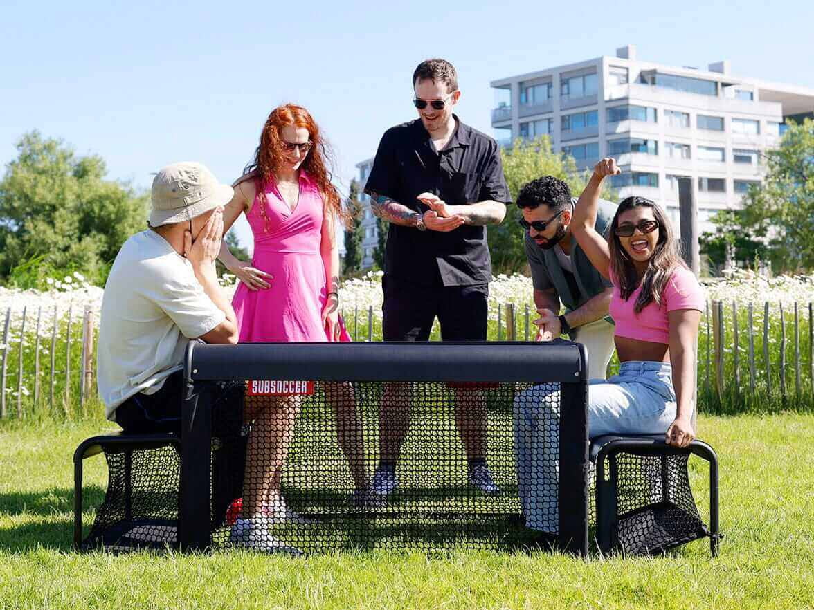 Subsoccer S3 Portable Bench Soccer Game – Indoor & Outdoor Table Soccer Set with Benches and Ball, Easy Assembly, Pack-and-Go Design