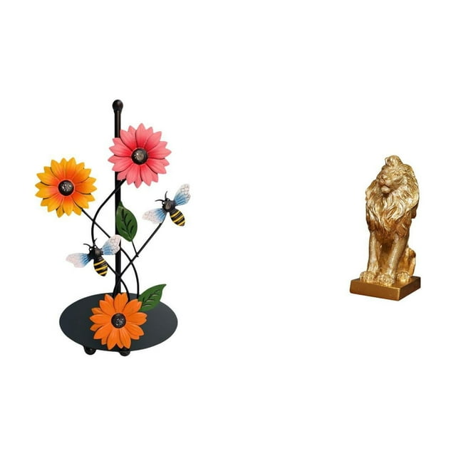 Dispensador de toallas de papel con forma de león, diseño artístico escultórico, soporte vertical antideslizante para pañuelos, adorno decorativo para