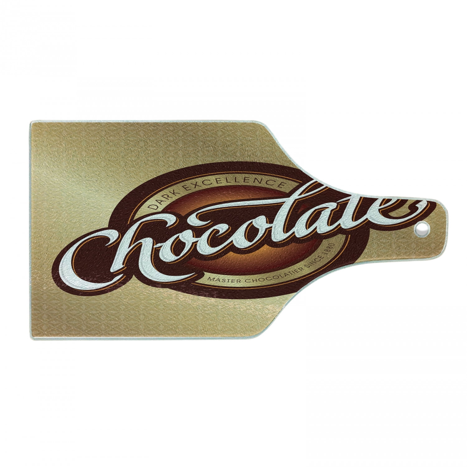 Chocolate Brown Tempered Glass Cutting Board with Handle