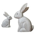 thumbnail image 1 of Estatua de conejo de madera de 2 piezas, escultura de conejo, artesanía, figura de animal coleccionable, adorno de mesa para estante, balcón, patio,, 1 of 9