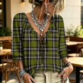 thumbnail image 3 of WCJM V Neck Loose Fit Long Sleeve T Shirts Women 3/4 Sleeve Bohemian Casual Fall Top (Army Green,L), 3 of 5