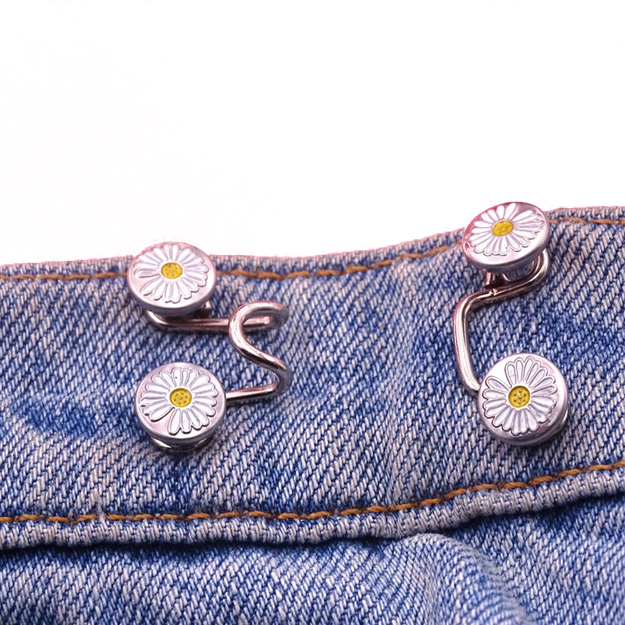 Wanyng Jean Buttons Pant Waist Tightener Instant Jean Buttons for Loose Jeans Pants Clips for Waist Detachable Jean Buttons Pins No Sewing Waistband