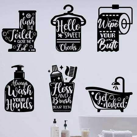 6 Pieces Bathroom Wall Decals Sticker Bathroom Funny Sayings Quotes Wall  Decor Vinyl Rules Sign Wall Art Decals for Toilet Bathroom Laundry Room  Shower Room Decoration | Walmart Canada