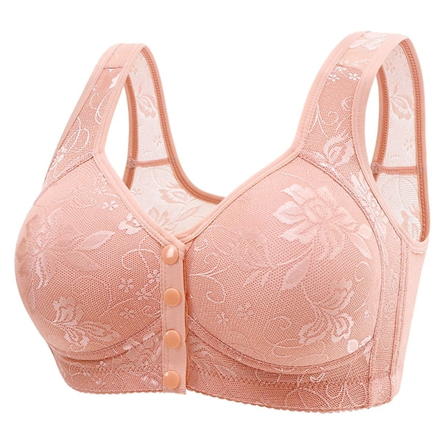 biudgviw Front Close Bras for Women Plus Size Wirefree Supportive Lace Full Coverage Bras Comfort Everyday Bralettes
