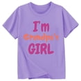thumbnail image 3 of SUXIAN T-Shirts Filles Enfants à la Mode Décontracté Lettre Col Rond T-Shirt à Manches Courtes Haut Imprimé Lettres Col Ras du Cou Chemises Décontractées Filles Violet 3-4 Ans, 3 of 3