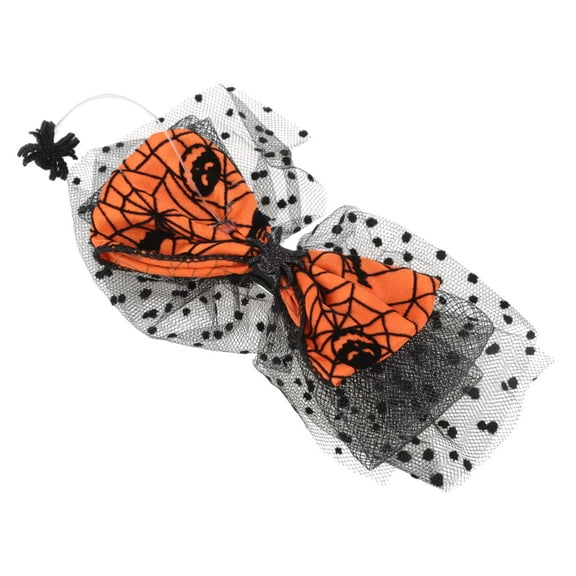 Unique Bargains 1 Pc Duckbill Clip Halloween Funny Spiderweb Hair Clip for Women Orange White