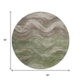 thumbnail image 3 of HomeRoots 618168 8 ft. Green & Taupe Round Abstract Washable Indoor & Outdoor Area Rug, 3 of 5