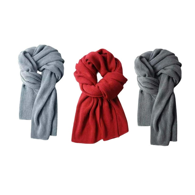 3 bufandas largas de invierno, unisex, informales, para el cuello, cálidas, para deportes al aire libre, senderismo, viajes, camping, trabajo. Rojo y gris oscuro y gris claro Macarena bufanda de invierno