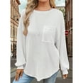 thumbnail image 5 of Women’s Long Sleeve Crewneck Waffle Knit Top, Business Casual Shirt, Basic Blouse, 5 of 5