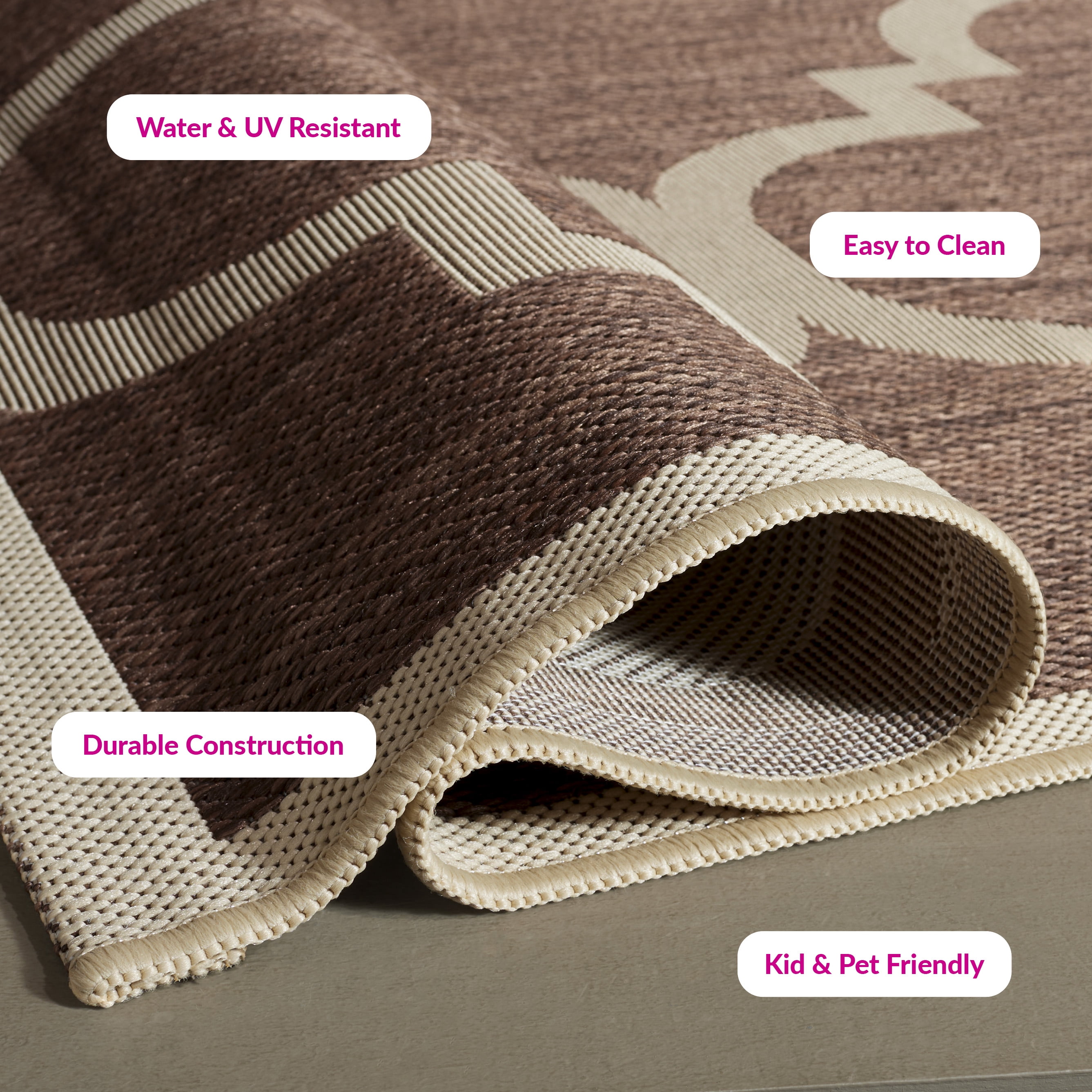 Safavieh Courtyard Becky Geometric Indoor/Outdoor Area Rug, Dark Brown, 8' x 11'
