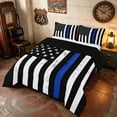 thumbnail image 2 of Manfei Grunge Blue American Flag Queen Comforter Set, Patriotic Fourth of July Comforter Sets Queen, Black White Blue, Black Reversible 3 Pieces, 1 Comforter and 2 Pillowcases, 2 of 6