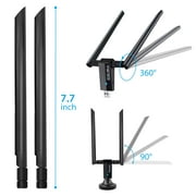 1200Mbps USB WiFi Adapter for Desktop or PC, TSV Dual Band 2.4G/ 5G AC Wireless Network Card Dongle with 5dBi High Gain Antenna for Desktop Laptop PC Support Windows 11/10/8/7/XP/Vista, Mac OS