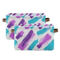Yayeee 2 Pack Canvas Storage Basket with Handles for Shelves Fabric Bins Closet Organizer, Purple Drawing