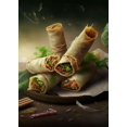 thumbnail image 3 of Deliciosa comida, rollitos de primavera, sabroso kebab, comida voladora, tazón de pollo a la naranja, póster, lienzo, pintura, arte de pared, decoración del hogar, 3 of 5