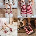thumbnail image 4 of 3 Pairs Christmas Socks Women Cotton Winter Warm Christmas Socks Cartoon Pattern Reindeer Snowflake Santa Claus Socks For Women, 4 of 4