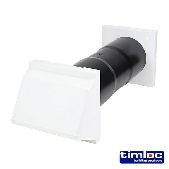 Timco - Timloc Aero Core Through Wall Vent Set with Cowl and Baffle - White - ACV7CWH (Size 127 x 350 - 1 Each)