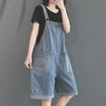 thumbnail image 6 of Women's Casual Adjustable Strap Denim Bib Overalls Shortalls Romper Classic Trendy Summer Shorts Jumpsuits for Women, 6 of 7